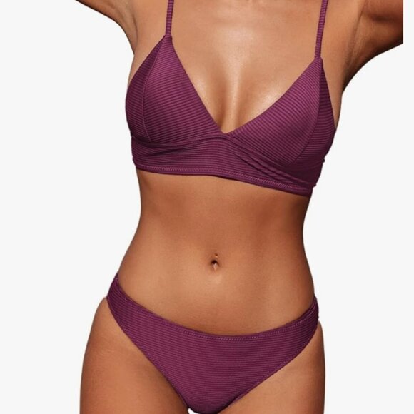 Burgundy cupshe swimsuit - Picture 1 of 8